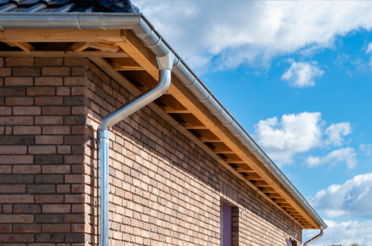 Commercial gutter installation contractor servicing a business property near Canton, OH